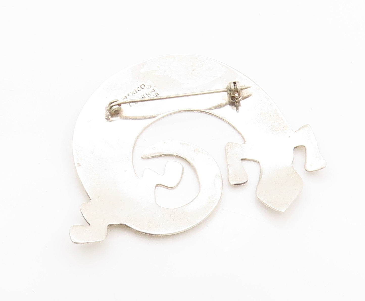 925 Sterling Silver Vintage Brooch Pin MEXICO Minimalist Etched Lizard  BP11563