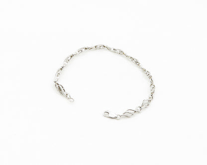 JWBR 925 Sterling Silver   Genuine Diamonds Shiny Swirl Chain Bracelet  BT7207