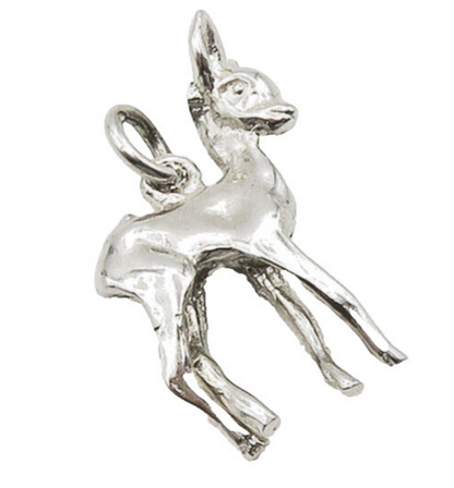 925 Sterling Silver  Vintage Petite Shiny Baby Deer Animal Pendant  PT12268