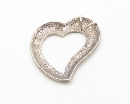 925 Sterling Silver  Vintage Mother Of Pearl Open Love Heart Pendant  PT10760
