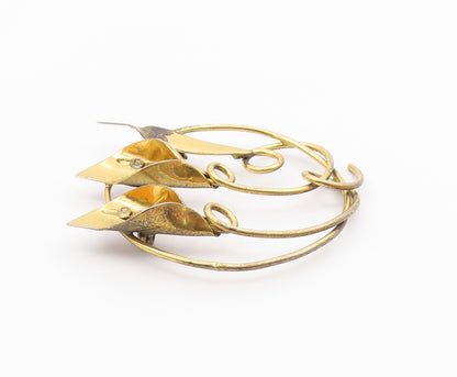 925 Sterling Silver  Vintage Topaz Gold Plated Lily Flowers Brooch Pin  BP6520