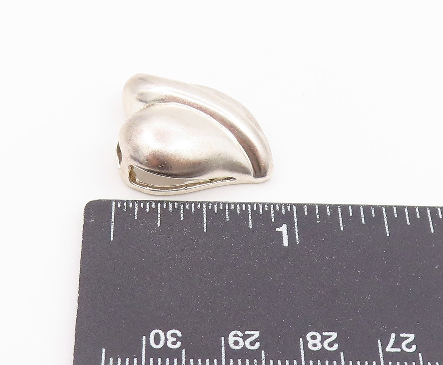 925 Sterling Silver Vintage Pendant Modernist Puffed Love Heart Charm  PT26439