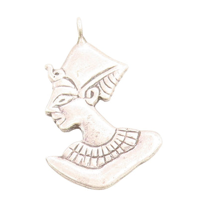 925 Sterling Silver Vintage Pendant Etched Egyptian Queen Nefertiti  PT25399