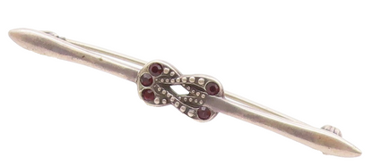 925 Sterling Silver  Vintage Petite Flat Cut Garnet Brooch Pin  BP9225