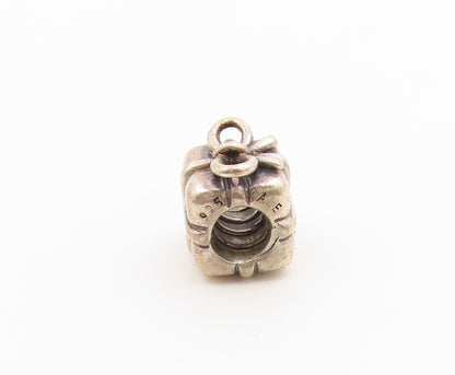 925 Sterling Silver Vintage Pendant PANDORA Wrapped Present Charm Bead  PT26619