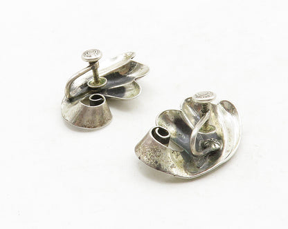 DANECRAFT 925 Sterling Silver  Vintage Modernist Non Pierce Earrings  EG6665