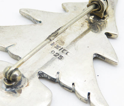 MEXICO 925 Sterling Silver  Vintage Christmas Tree Motif Brooch Pin  BP2888