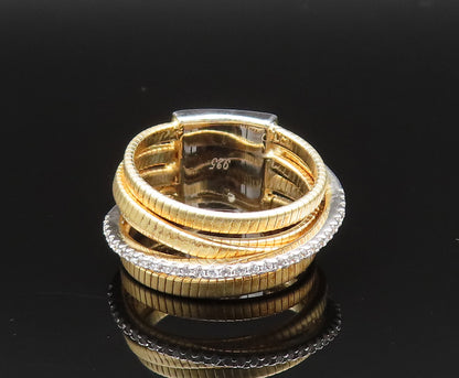 925 Silver  Vintage Two Tone Multi Row Overlapping Topaz Ring Sz 7.5  RG25576