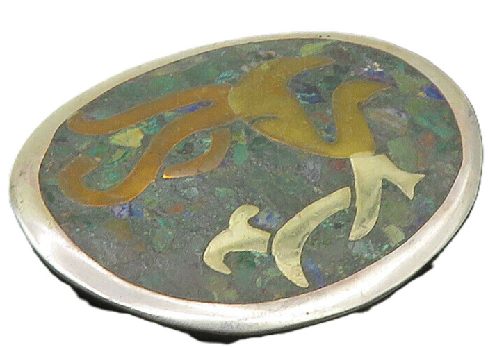 METALES CASADOS MEXICO 925 Silver  Vintage Turquoise Inlay Brooch Pin  BP4011