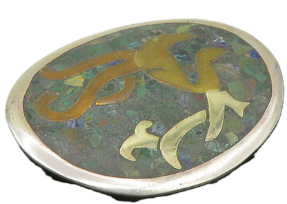 METALES CASADOS MEXICO 925 Silver  Vintage Turquoise Inlay Brooch Pin  BP4011