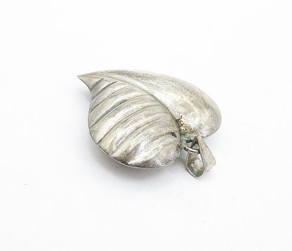 MEXICO 925 Silver  Vintage Dark Tone Hollow Fluted Love Heart Pendant  PT3177