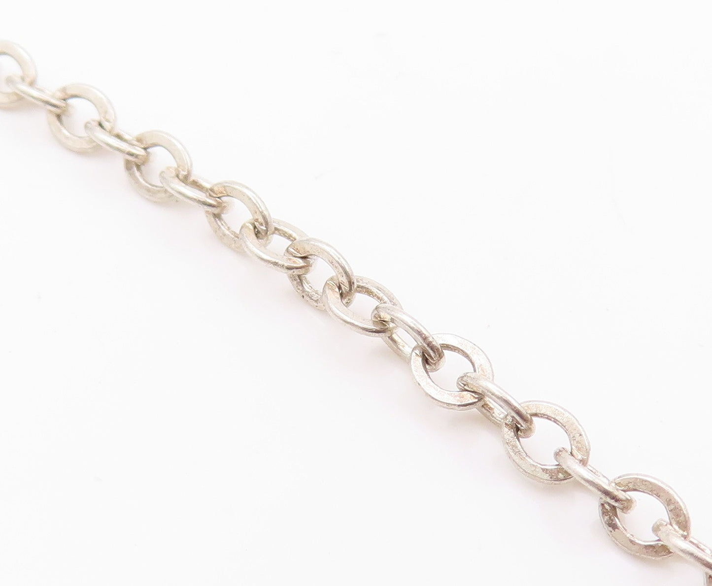 925 Sterling Silver Vintage Necklace CAROLYN POLLACK Carved Ring Chain  NE4556