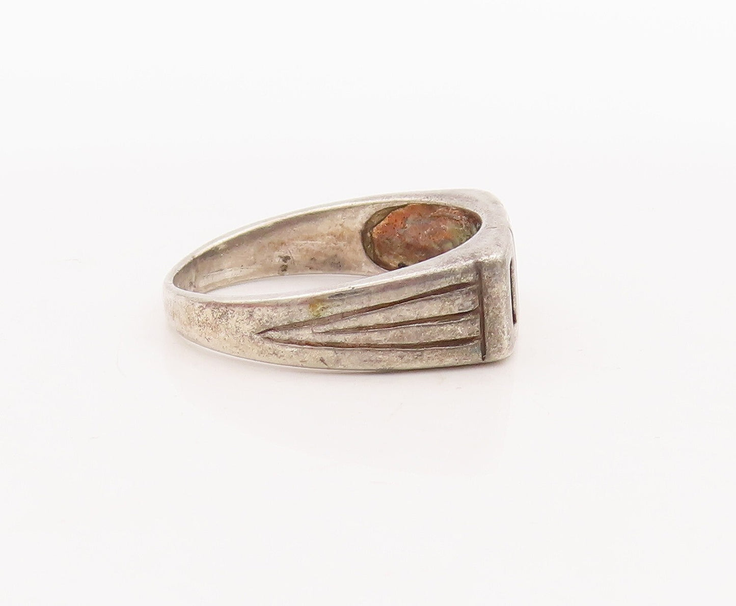 925 Sterling Silver Vintage Ring Solid Cutout Square & Rectangle Sz 9.5  RG28804