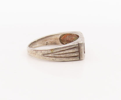 925 Sterling Silver Vintage Ring Solid Cutout Square & Rectangle Sz 9.5  RG28804