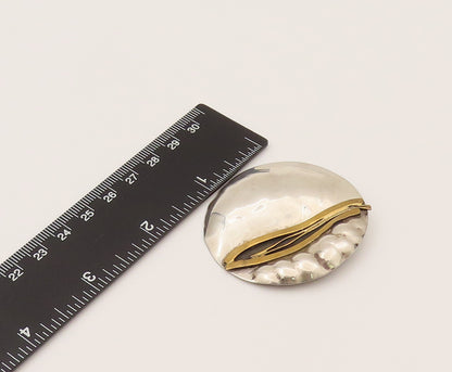 SACHS 925 Sterling Silver Vintage Two Tone Round Modernist Brooch Pin BP10218
