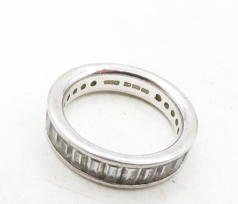925 Sterling Silver  Sparkling Cubic Zirconia Eternity Band Ring Sz 7  RG9279