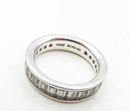 925 Sterling Silver  Sparkling Cubic Zirconia Eternity Band Ring Sz 7  RG9279