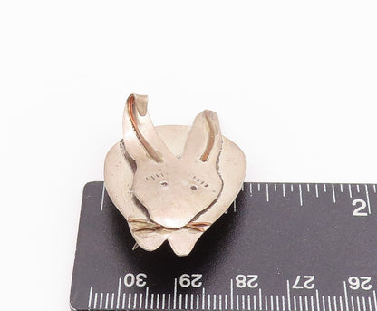 925 Sterling Silver Vintage Brooch Solid Cutout Eating Rabbit  BP11734