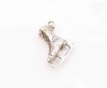 925 Sterling Silver  Vintage Sculpted Single Ice Skate Charm Pendant  PT20923