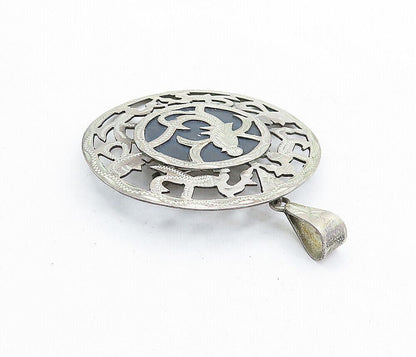 PERU 925 Sterling Silver  Vintage Oxidized Long Tailed Bird Brooch Pin  BP2110