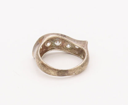 925 Sterling Silver Vintage Ring Wave Cut Multi Size Round Cut CZ  Sz 7  RG28362
