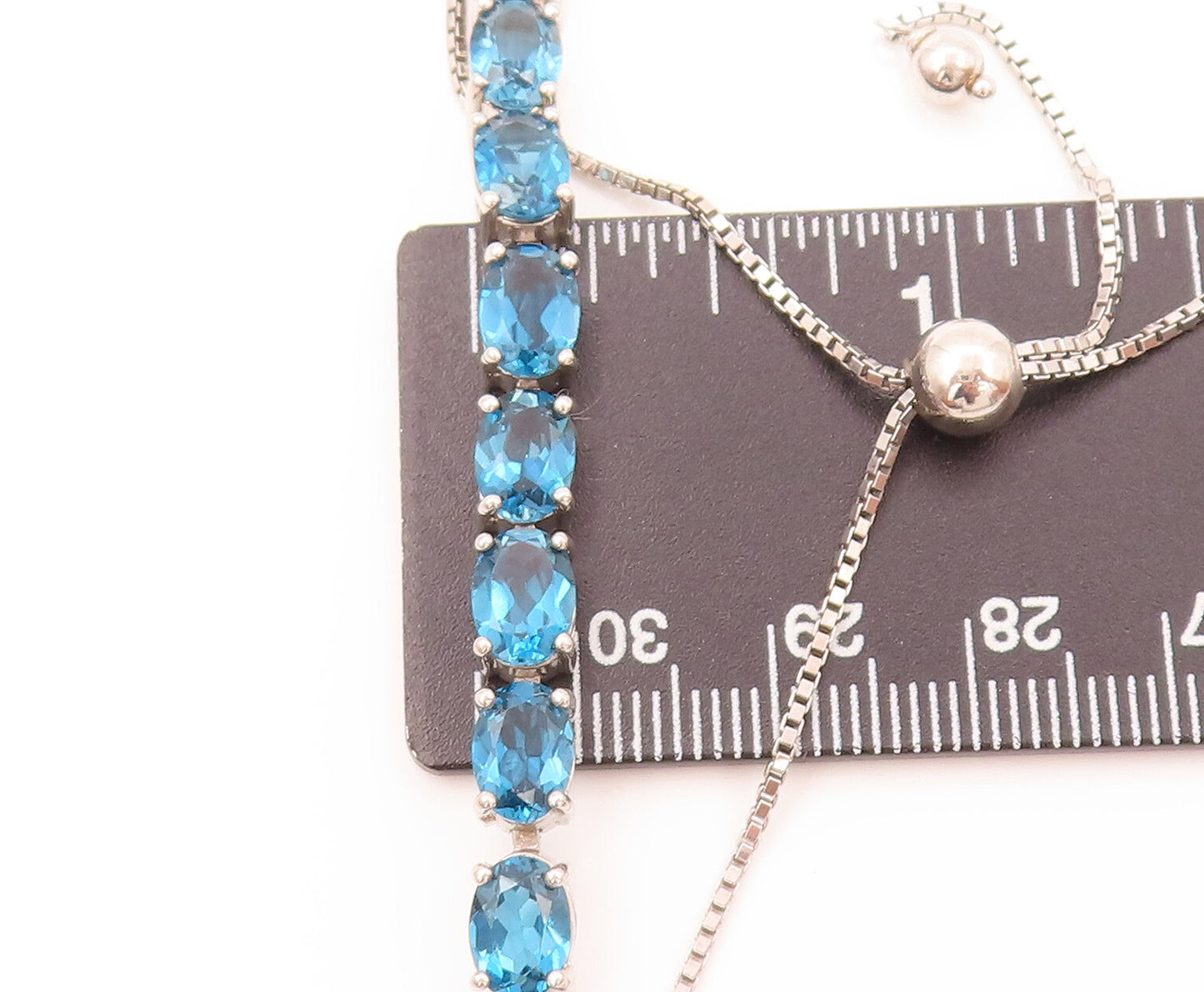 925 Sterling Silver Vintage Minimalist Oval Sapphire Bolo Bracelet BT9929