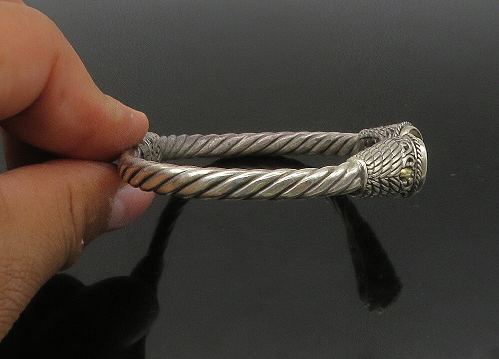 925 Sterling Silver & 18K GOLD  Vintage Citrine Twist Cuff Bracelet  BT8676