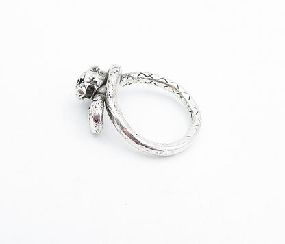 925 Sterling Silver Vintage Snake Head & Tail Motif Band Ring Sz 8 RG3649