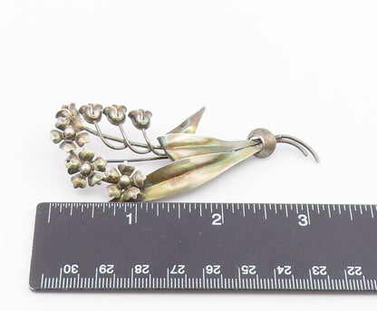 CARL ART 925 Sterling Silver  Vintage Flower Bunch Motif Brooch Pin  BP4187