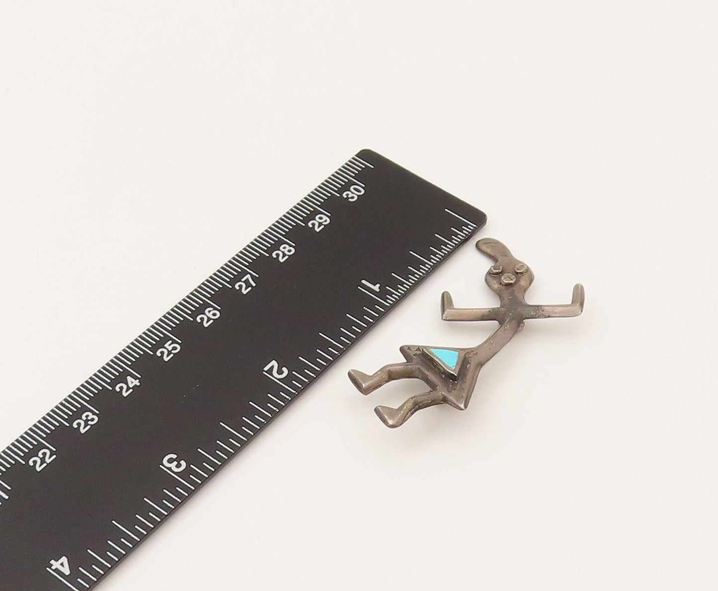 NAVAJO 925 Silver  Vintage Inlaid Turquoise Rainbow Man Brooch Pin  BP10244