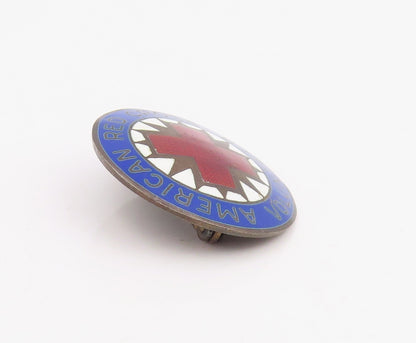 925 Sterling Silver Vintage Brooch Enamel American Red Cross Volunteer  BP12310