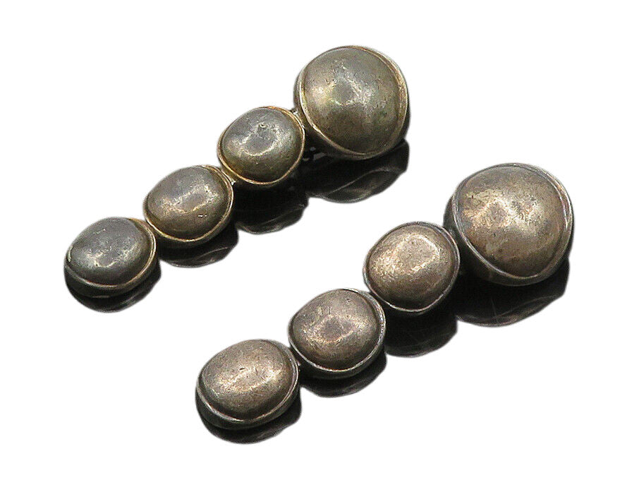 925 Sterling Silver  Vintage Dark Tone Linked Non Pierce Drop Earrings  EG9553
