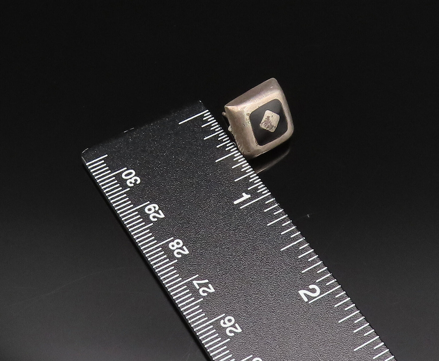 MEXICO 925 Silver  Vintage Inlaid Black Onyx Square Stud Earrings  EG12140