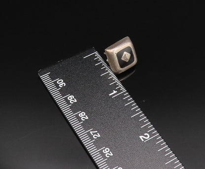 MEXICO 925 Silver  Vintage Inlaid Black Onyx Square Stud Earrings  EG12140