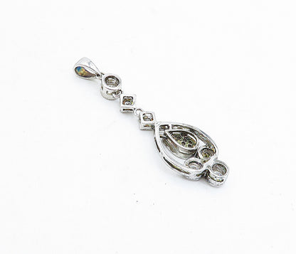 925 Sterling Silver  Vintage Cubic Zirconia Dangling Tear Drop Pendant  PT3436