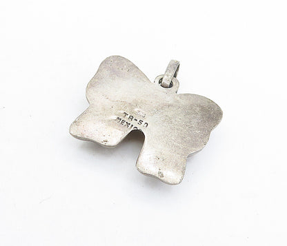 MEXICO 925 Sterling Silver  Vintage Dark Tone Bow Tied Ribbon Pendant  PT4460