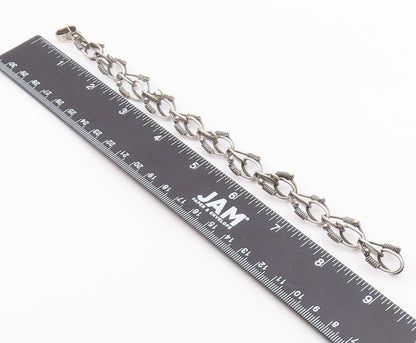 925 Silver Vintage Interlocking Rope Wrapped Twisted Circle Bracelet BT9545