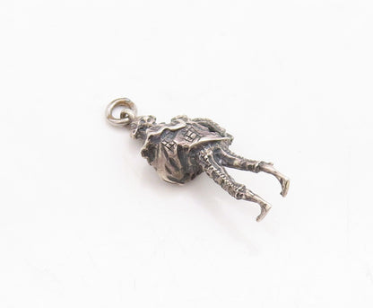 925 Sterling Silver Vintage Pendant Dark Tone Carved Man Charm  PT23726