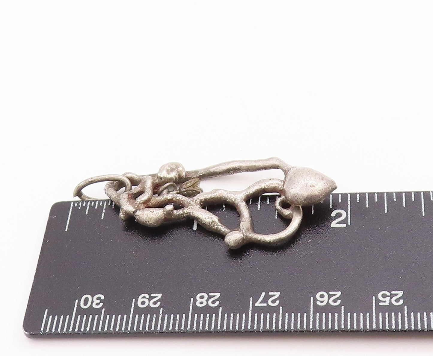 925 Sterling Silver Vintage Pendant Dark Tone Solid Brutalist Cut Out  PT24942