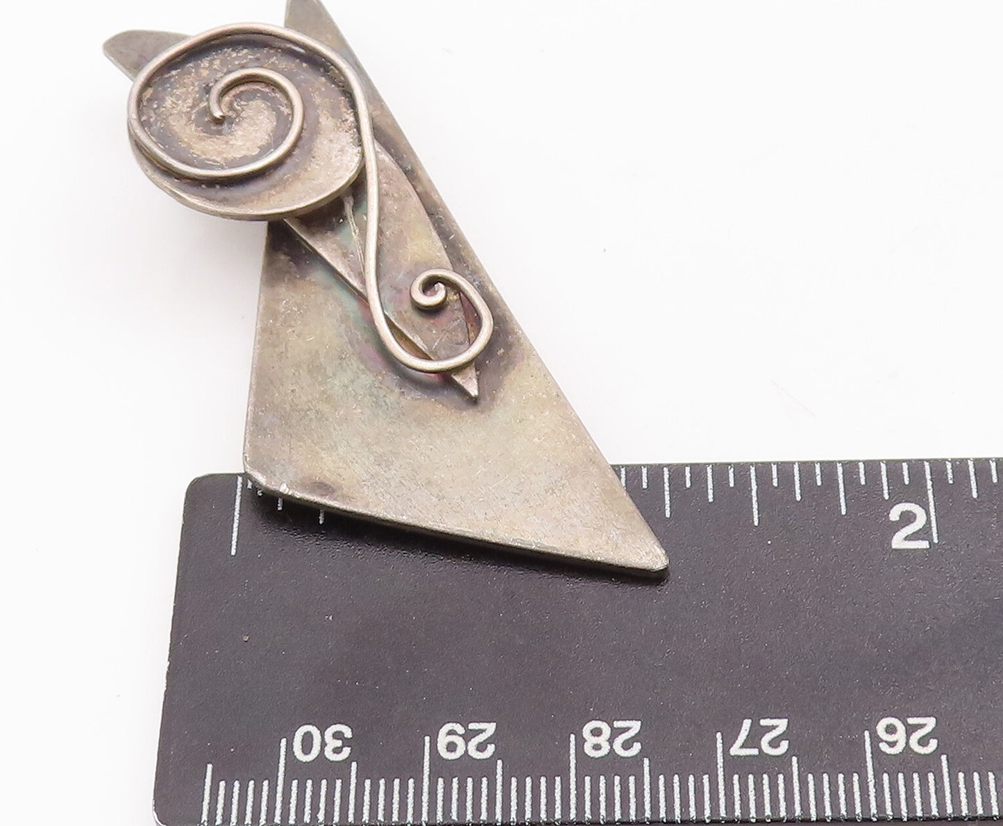 925 Sterling Silver Vintage Brooch Pin Designer Swirled Cutout   BP10989