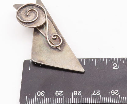 925 Sterling Silver Vintage Brooch Pin Designer Swirled Cutout   BP10989