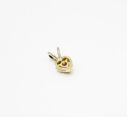 Gold Over 925 Sterling Silver Ruby Love Heart Slider Pendant PT2031