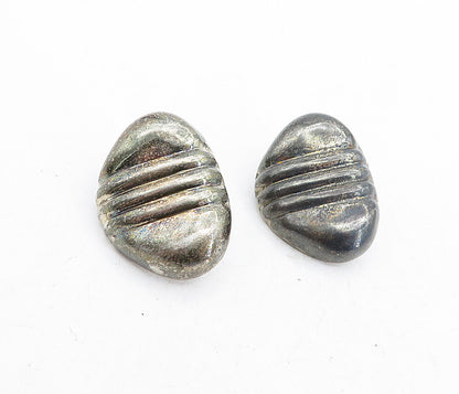 925 Sterling Silver  Vintage Dark Tone Fluted Detail Drop Earrings  EG2355