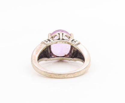 925 Sterling Silver Vintage Ring Oval Cut Amethyst Statement Band  Sz 6  RG35958