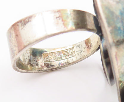 925 Sterling Silver Vintage Ring GRANIT FINLAND Swirly Curve Band  Sz 6  RG34450
