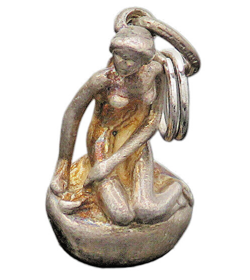 DENMARK 925 Sterling Silver  Vintage Woman Sitting On Rock Pendant  PT17107