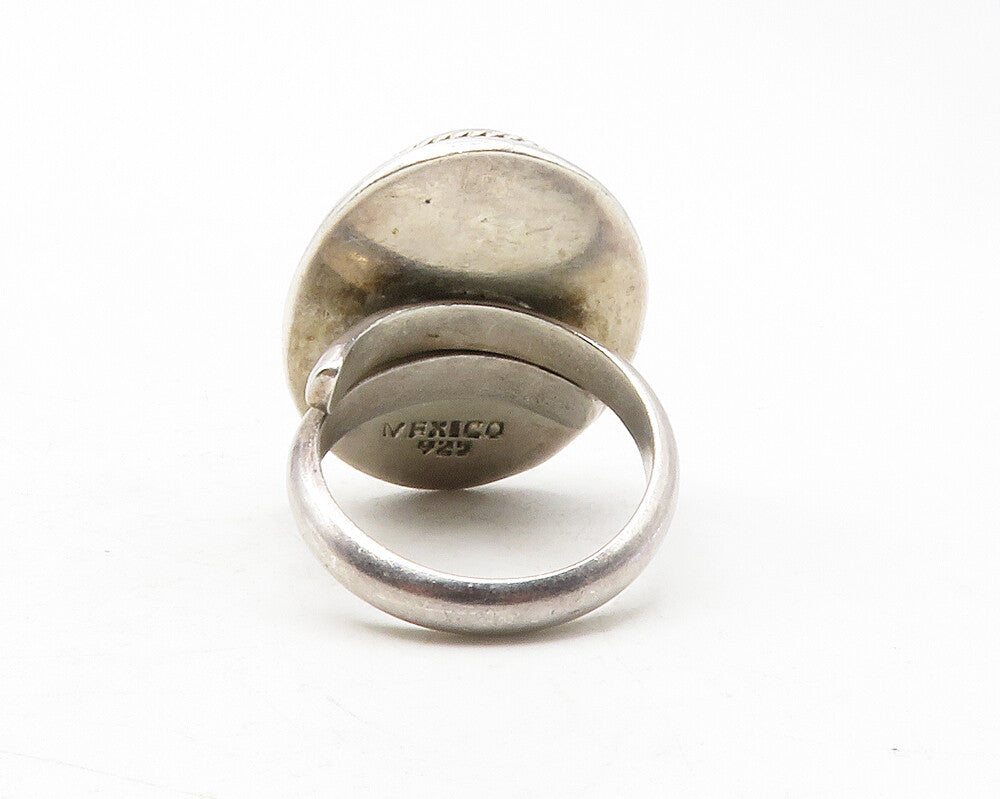 MEXICO 925 Silver  Vintage Black Onyx Floral Vine Cocktail Ring Sz 6.5 RG12171