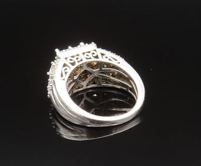 925 Silver  Vintage Multi Square & Round Cubic Zirconia Ring Sz 8.5  RG25665