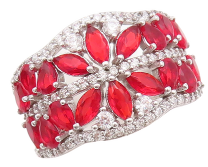 925 Sterling Silver Vintage Ring Marquise Cut 2 Tone CZ  Sz 7  RG29258