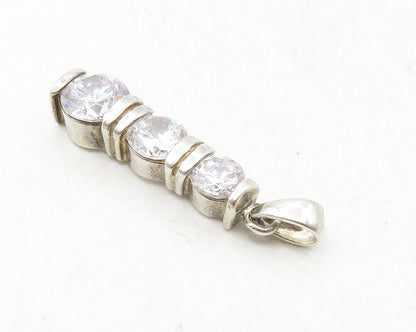 925 Sterling Silver  Sparkling Cubic Zirconia Graduated Drop Pendant  PT7312